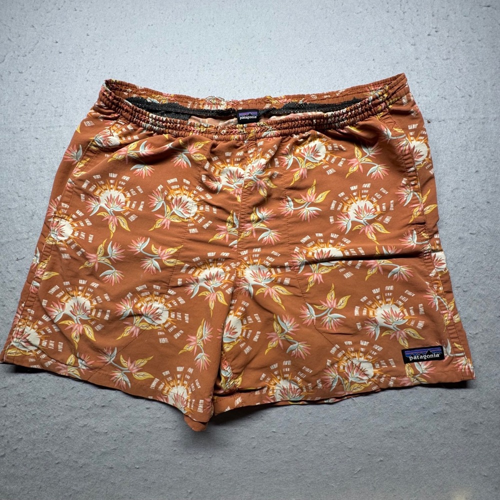 Patagonia Shorts Mens S Orange Floral Baggies Swim Trunks Casual